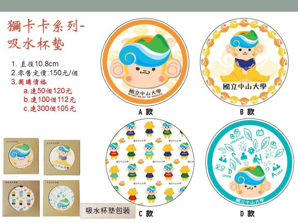獼卡卡系列-吸水杯墊圖片