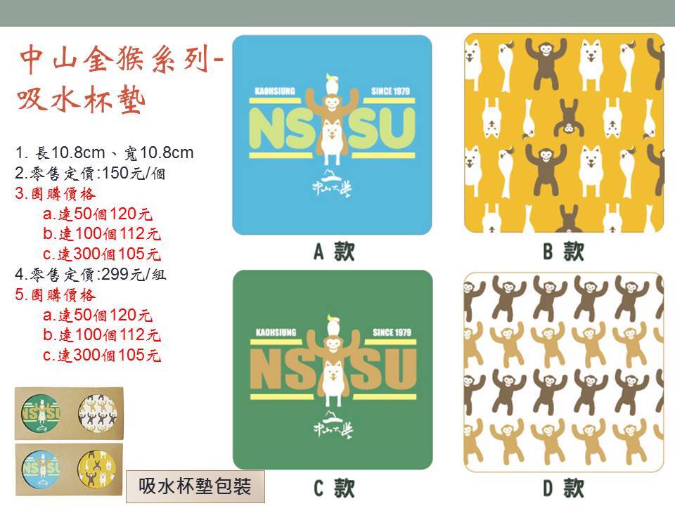中山金猴系列-吸水杯墊圖片