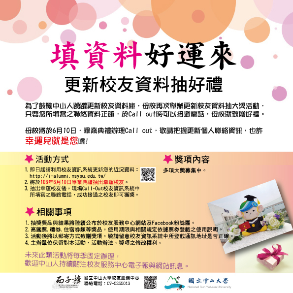 <母校活動>更新校友資料送大獎 幸運得主就是你！圖片